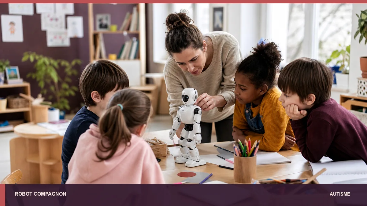 Atelier éducatif supervisé autour d’un petit robot humanoïde.